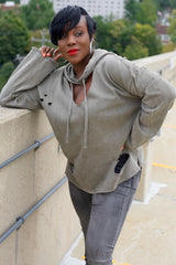 The Clutch Distressed Hoodie In Olive