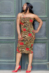 Brandy Tube Dress In Cheetah Floral