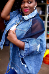 Mesh Mash Oversized Denim Jacket