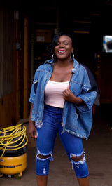 Mesh Mash Oversized Denim Jacket