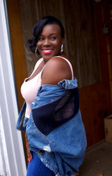 Mesh Mash Oversized Denim Jacket