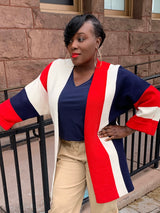 Color Blocking Oversized Cardi